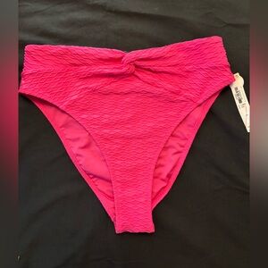 Victoria's Secret Bright Pink Textured Knot Swim Bottoms